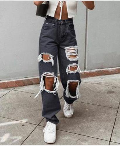 Kadın Yırtık Denim Pantolon - Şıklığı ve Rahatlığı Bir Arada