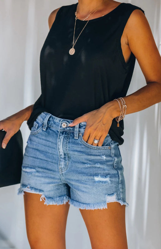 Kadın Düzensiz Kesim Jüt Denim Şort