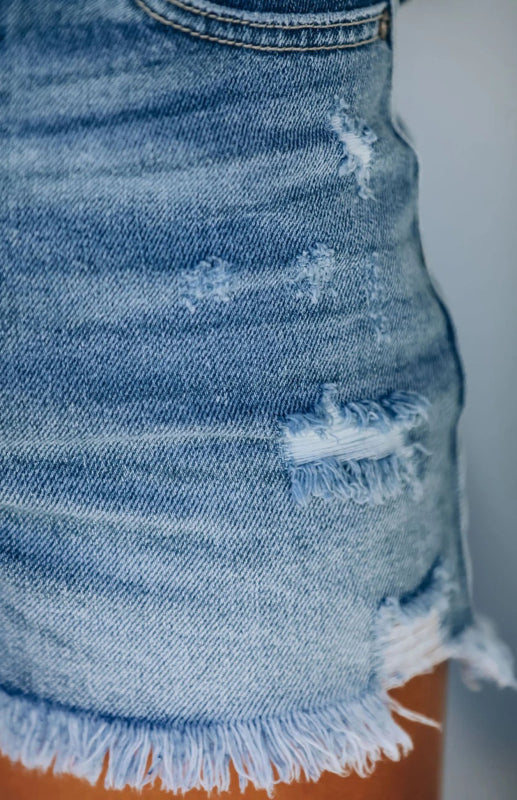 Kadın Düzensiz Kesim Jüt Denim Şort