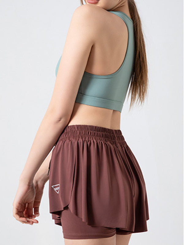 İki İşlevli Büyük Beden Spor Şort & Etek - Yoga, Koşu ve Fitness için