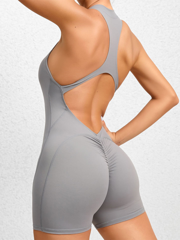 Şeftali Kalçalı Hızlı Kuruyan Pileli Spor Yoga Tulum