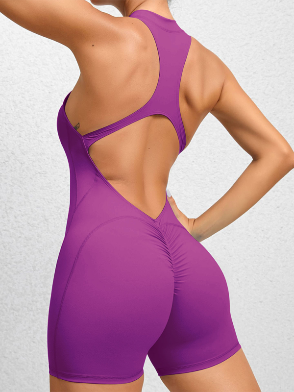 Şeftali Kalçalı Hızlı Kuruyan Pileli Spor Yoga Tulum