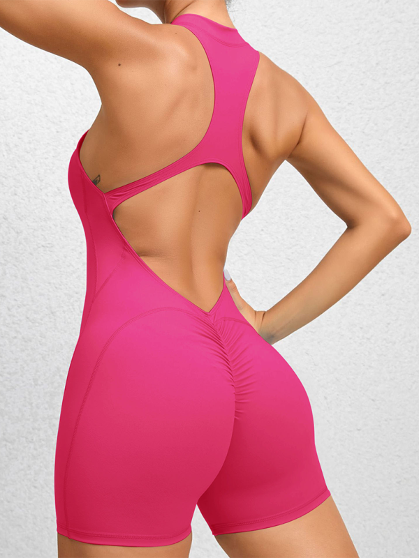 Şeftali Kalçalı Hızlı Kuruyan Pileli Spor Yoga Tulum