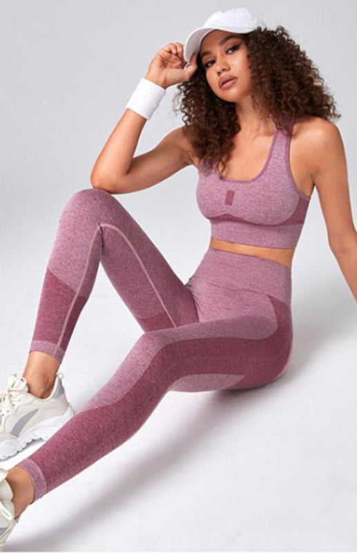 Kadın Seamless Fileli Hızlı Kuruyan Spor Sütyen ve Yoga Takımı
